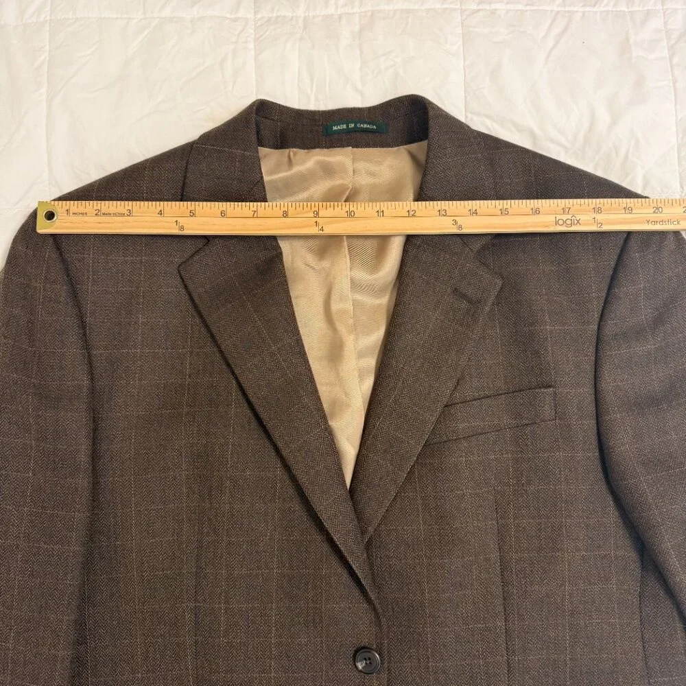 Lauren Ralph Lauren Men 43R Brown Plaid Blazer Sport Coat 100% Lambs Wool Jacket